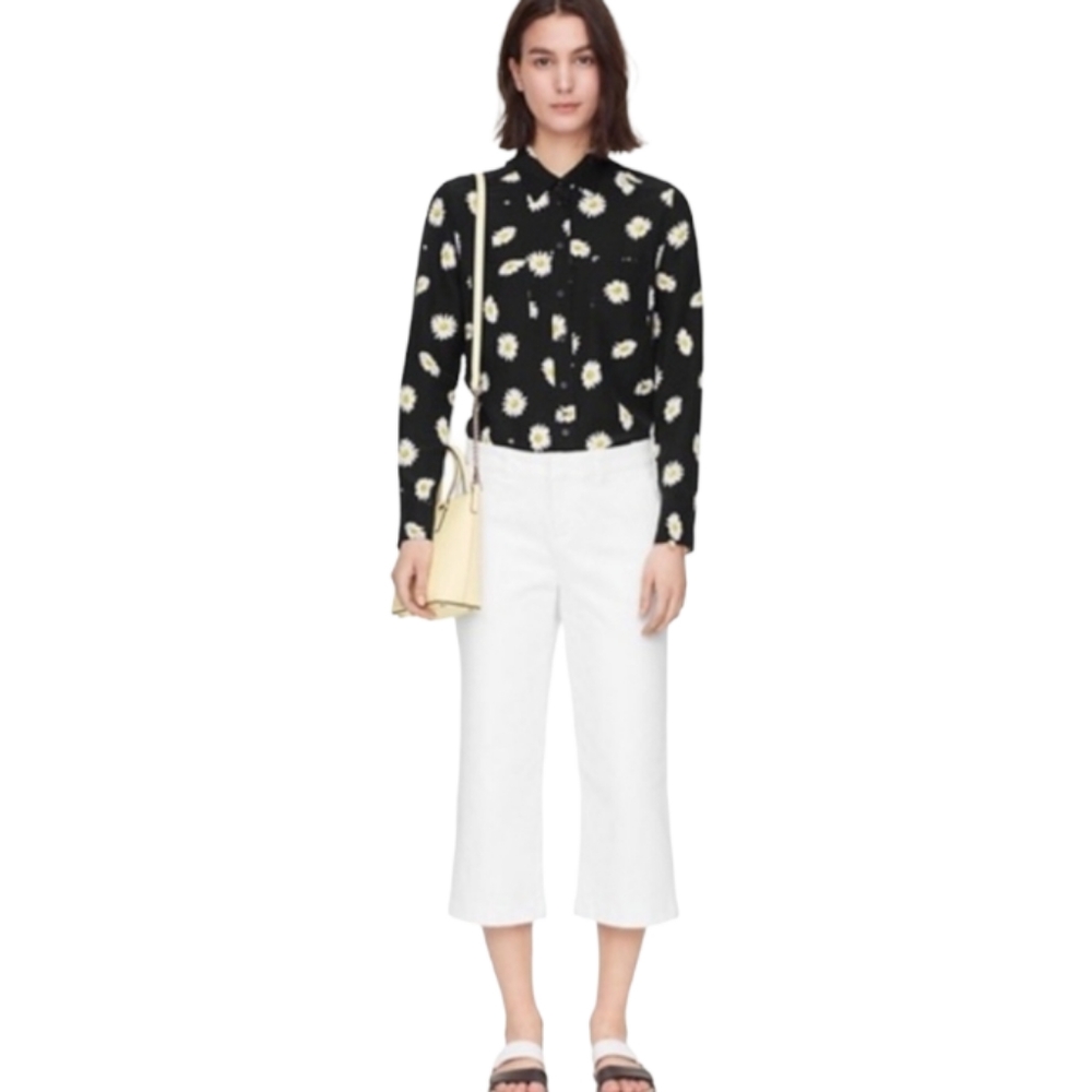 Kate Spade NWOT Broome Street fresh white denim wide leg pants/culottes